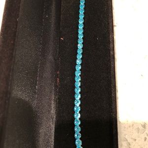 7" 10ct Aquamarine Tennis Bracelet 18k White Goldp